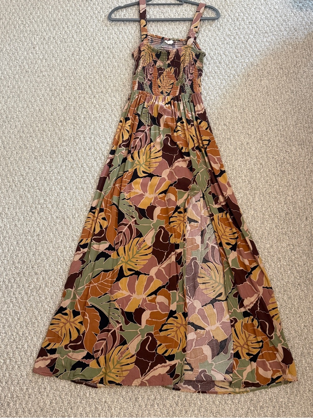 O'Neill Maxi Sundress in Olive, Mustard & Mauve - Picture 1 of 3